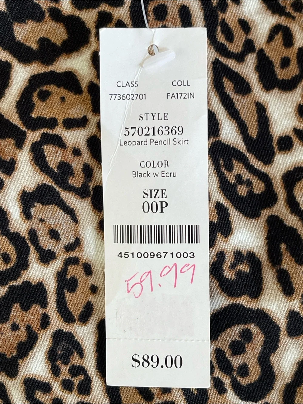 White House Black Market Leopard Print Pencil Skirt In Size 00P